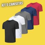 Kit 5 Camisetas Masculinas Básicas Lisa Poliéster Premium