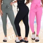 Kit 3 Calças Feminina Ribana com Bolsos