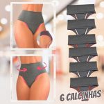 Kit 6 Calcinhas Femininas Cós Alto