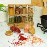 Kit 10 Potes de Vidro Redondo 250ML com Tampa de Bambu – Oikos