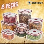 Jogo de Potes de Plástico Hermético Electrolux – com Tampa Quadrado 8 Peças