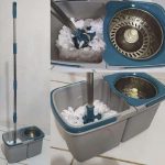 Mop Giratório Duas Águas, Balde 3 litros com cesto Inox