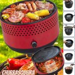 Churrasqueira a Carvão Portátil com Ventilador
