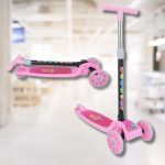 Patinete infantil 3 rodas com luzes led dobrável e ajustável menino menina – ATENTU KIDS