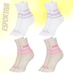 Kit 4 Pares Meia Puma Cano Médio Esportiva Feminina