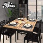 Mesa 120×60 De Jantar + 4 Cadeiras Gruvyer Estilo Vintage