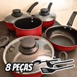 Conjunto Elegan Vermelho Teflon 08 Peças