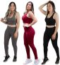 Kit 3 Conjuntos Fitness Feminino Calça Legging e Top