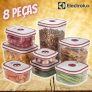 Jogo de Potes de Plástico Hermético Electrolux – com Tampa Quadrado 8 Peças