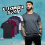 Kit 5 Camiseta Masculina 100% Algodão Basica Treino Esporte