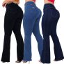 Kit 03 Calças Flare Feminina Jeans Escura Modelagem Empina Bumbum Lycra Cos Alto Boca de Sino