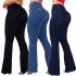 Kit 03 Calças Flare Feminina Jeans Escura Modelagem Empina Bumbum Lycra Cos Alto Boca de Sino